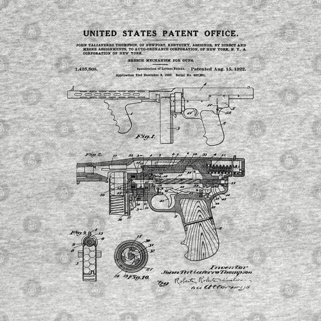 Thompson Submachine Gun Patent Black by Luve